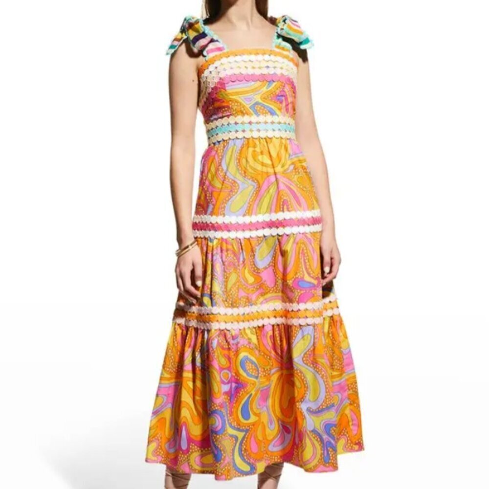 CeliaB Magnolia Paisley Tiered Midi Dress - Small - Beachy Summer Boho